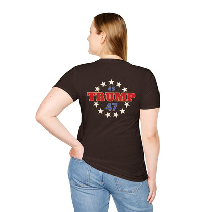 "Trump 45-47 Circle of Stars", Unisex Softstyle T-Shirt
