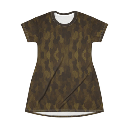 "Swamp Recon Camouflage", T-Shirt Dress (Swamp Brown Collar)