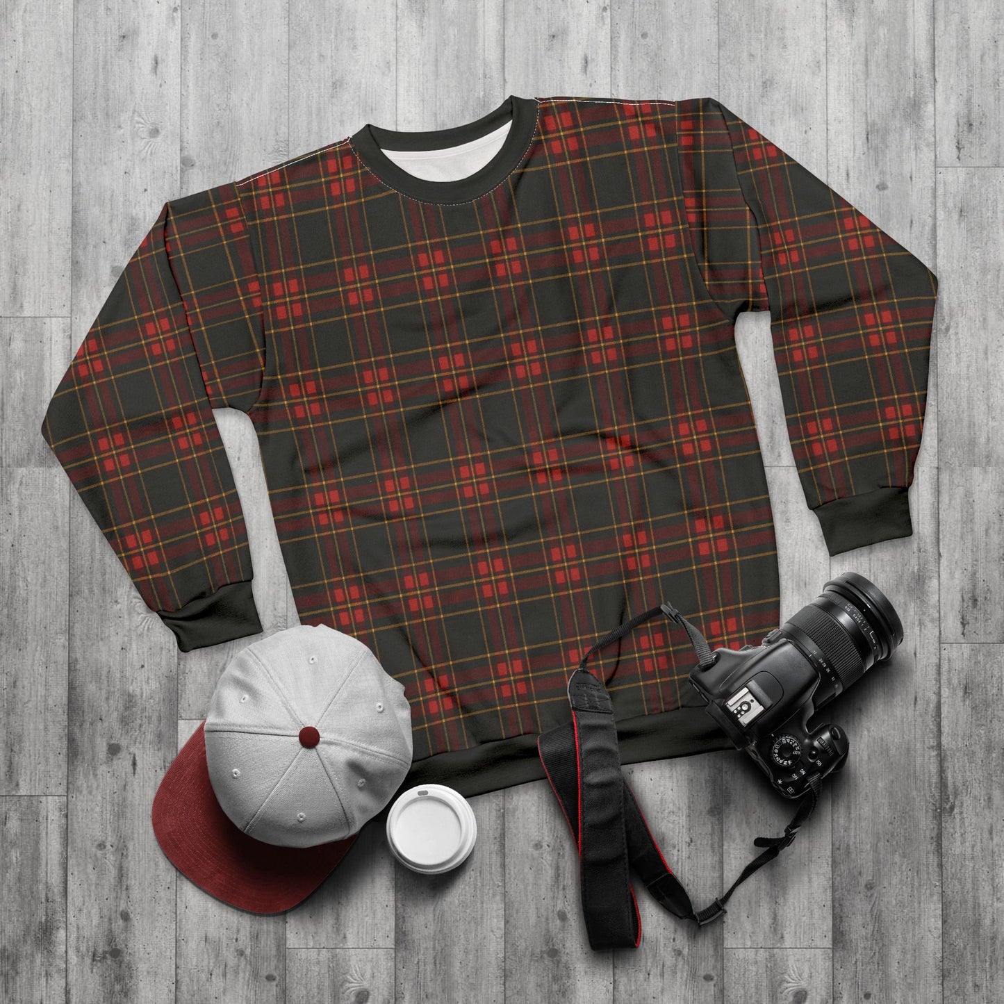 "Kilmor Gallóglach Tartan", Unisex Sweatshirt (Gallóglach Black Cuffs and Collar)