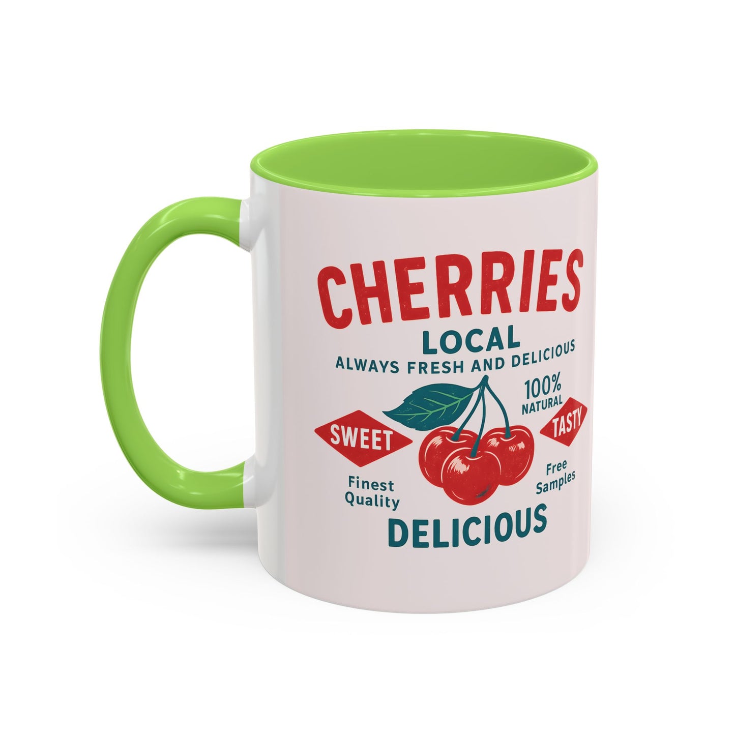 "Delicious Cherries", Colorful Mugs (11oz, 15oz) (Sea Salt Sherbet)