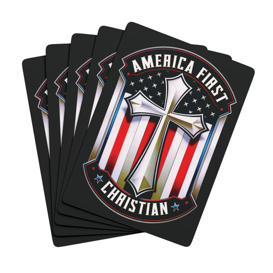 "America First - Christian" #01, Christian Political Playing Cards (Cool Black)