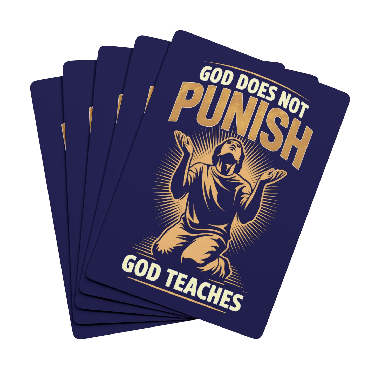 "God Does Not Punish - God Teaches" #02, Christian Playing Cards (Obsidian Blue)