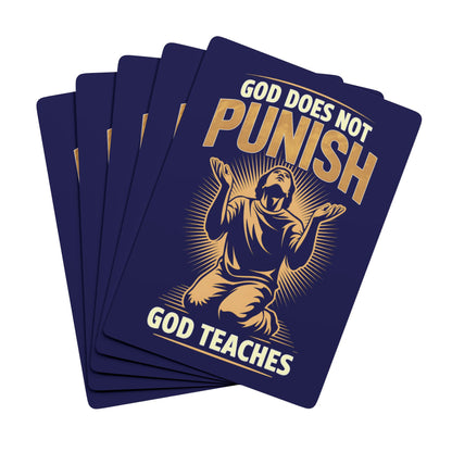 "God Does Not Punish - God Teaches" #02, Christian Playing Cards (Obsidian Blue)