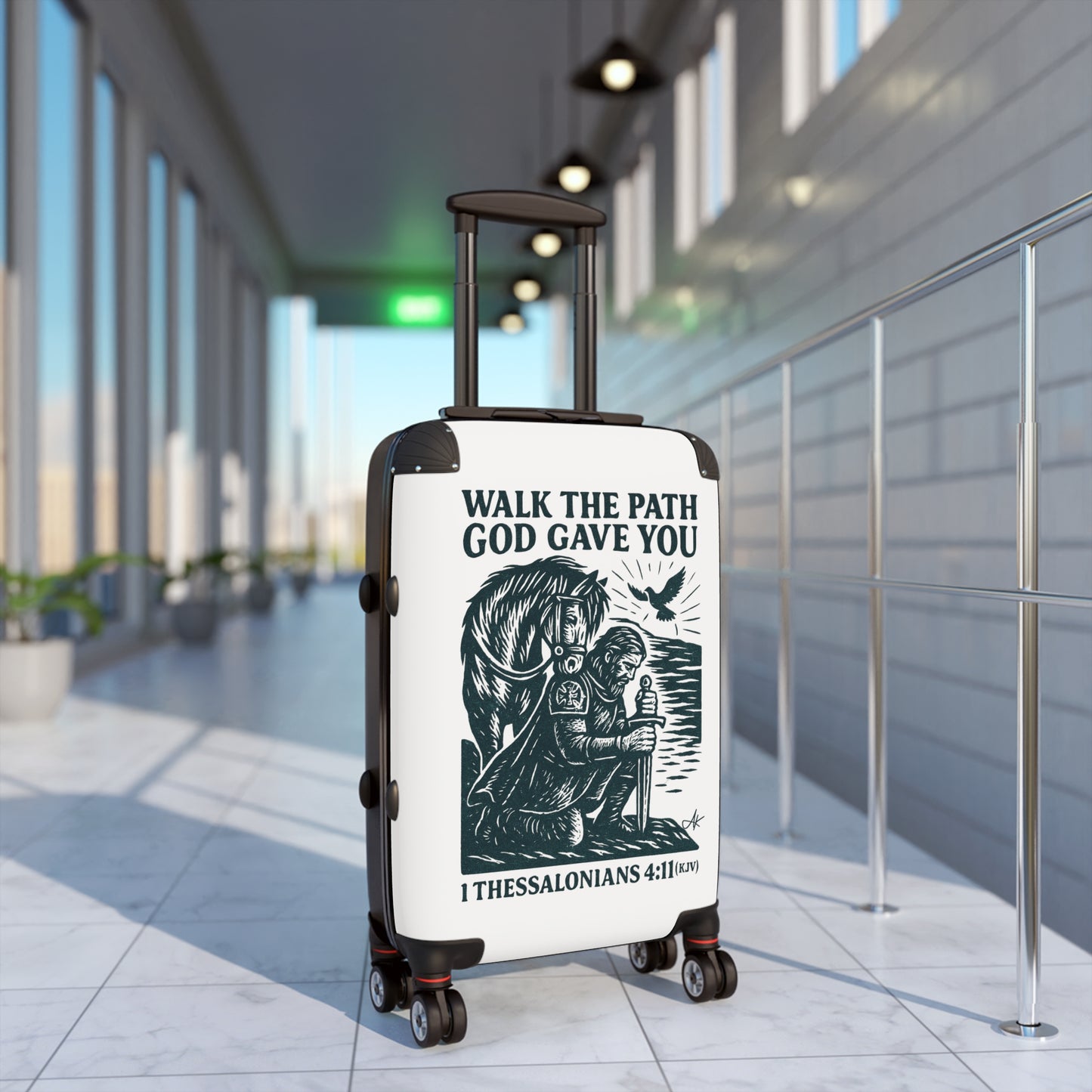 "1 Thessalonians 4:11 (KJV), Suitcases (Porcelain White)