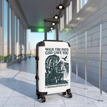 "1 Thessalonians 4:11 (KJV), Suitcases (Porcelain White)