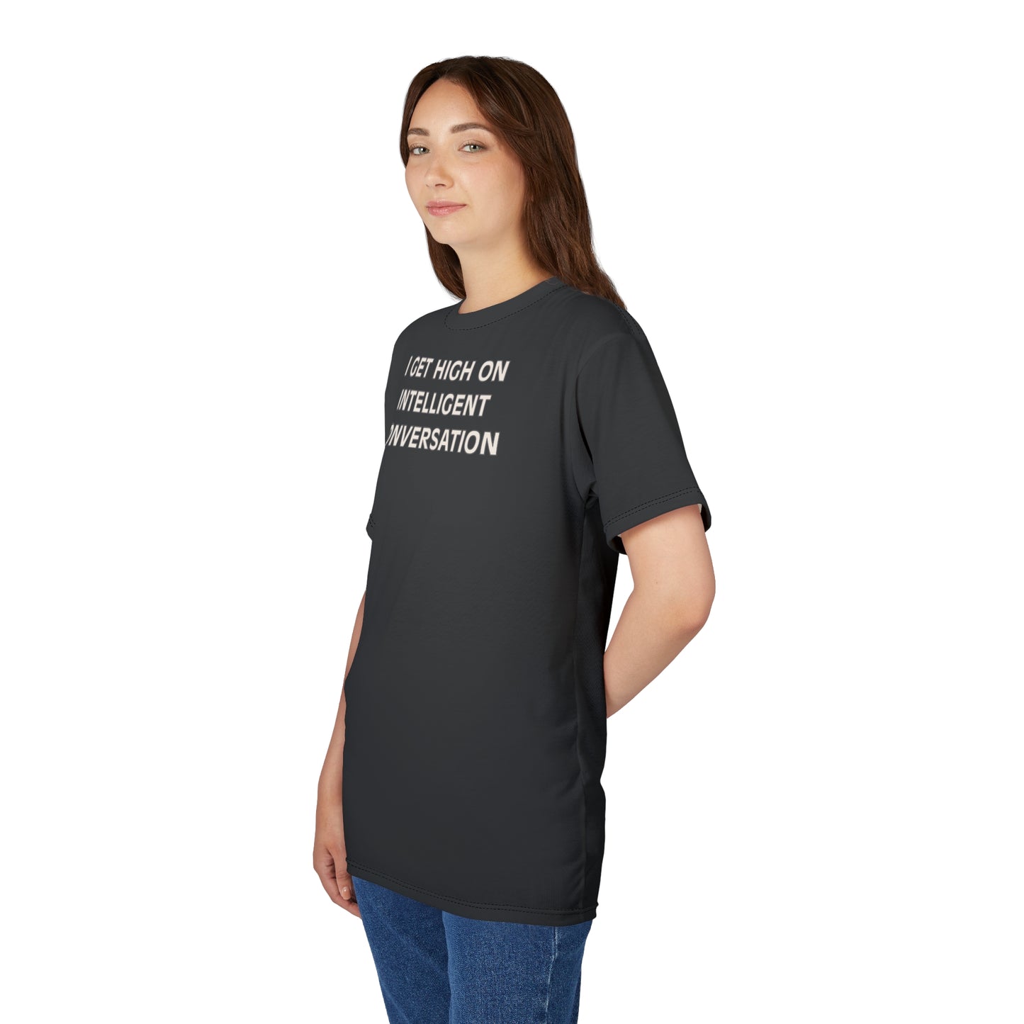 "Intelligent Conversation", Unisex T-shirt (Black Gray)