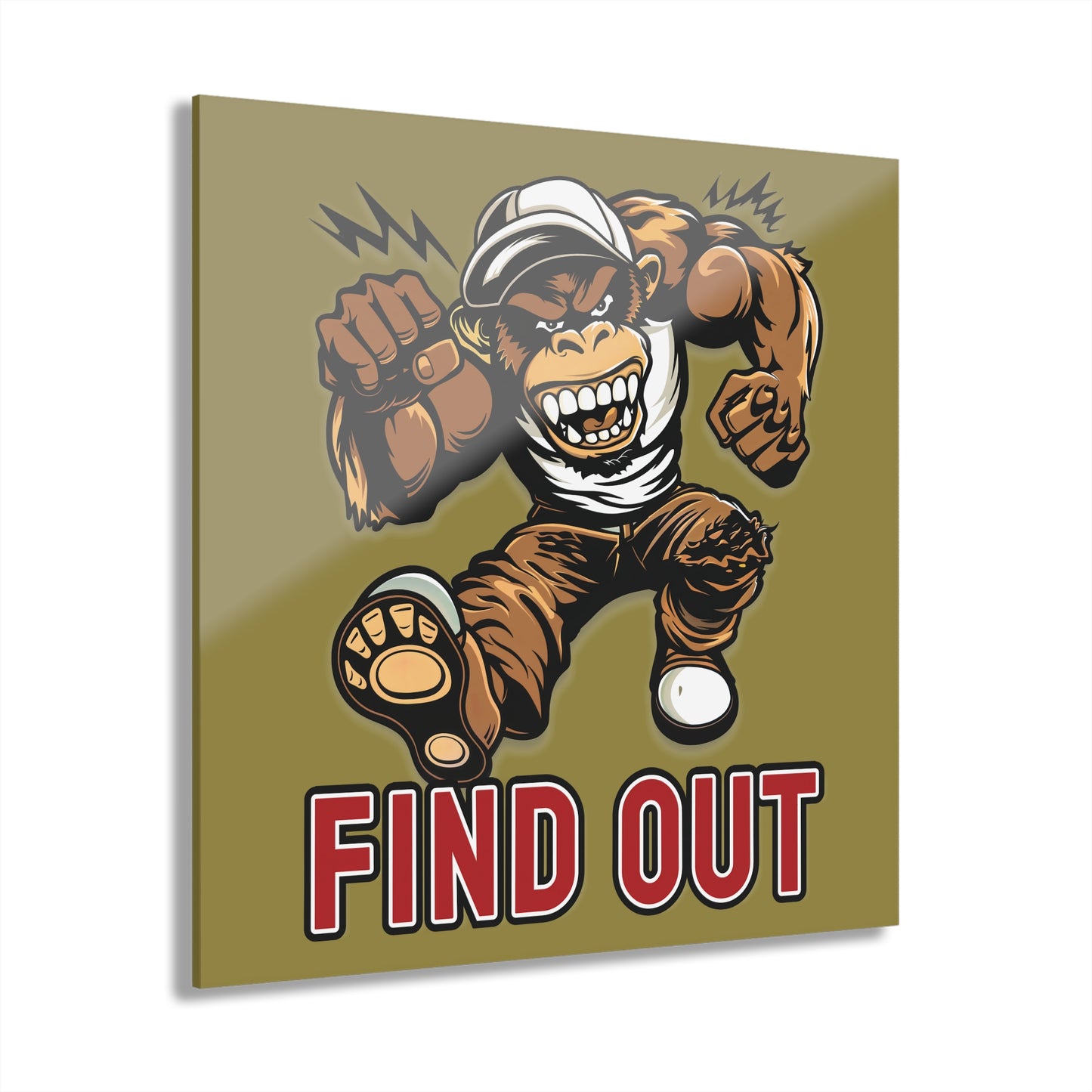 "Find Out", Acrylic Wall Prints (French Cleat Hanging) (Camouflage Yellow)