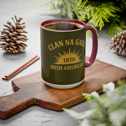 "Clan na Gael - Irish American", Colorful Mugs (11oz, 15oz) (Fianna Green)