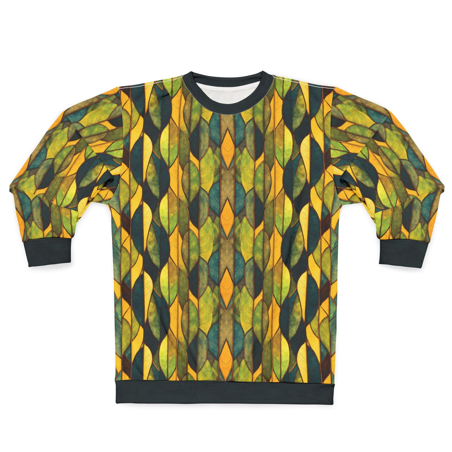 "Inner Grove", Unisex Sweatshirt (Eucalyptus Green Collar, Cuffs & Waistband)