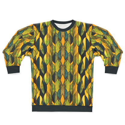 "Inner Grove", Unisex Sweatshirt (Eucalyptus Green Collar, Cuffs & Waistband)