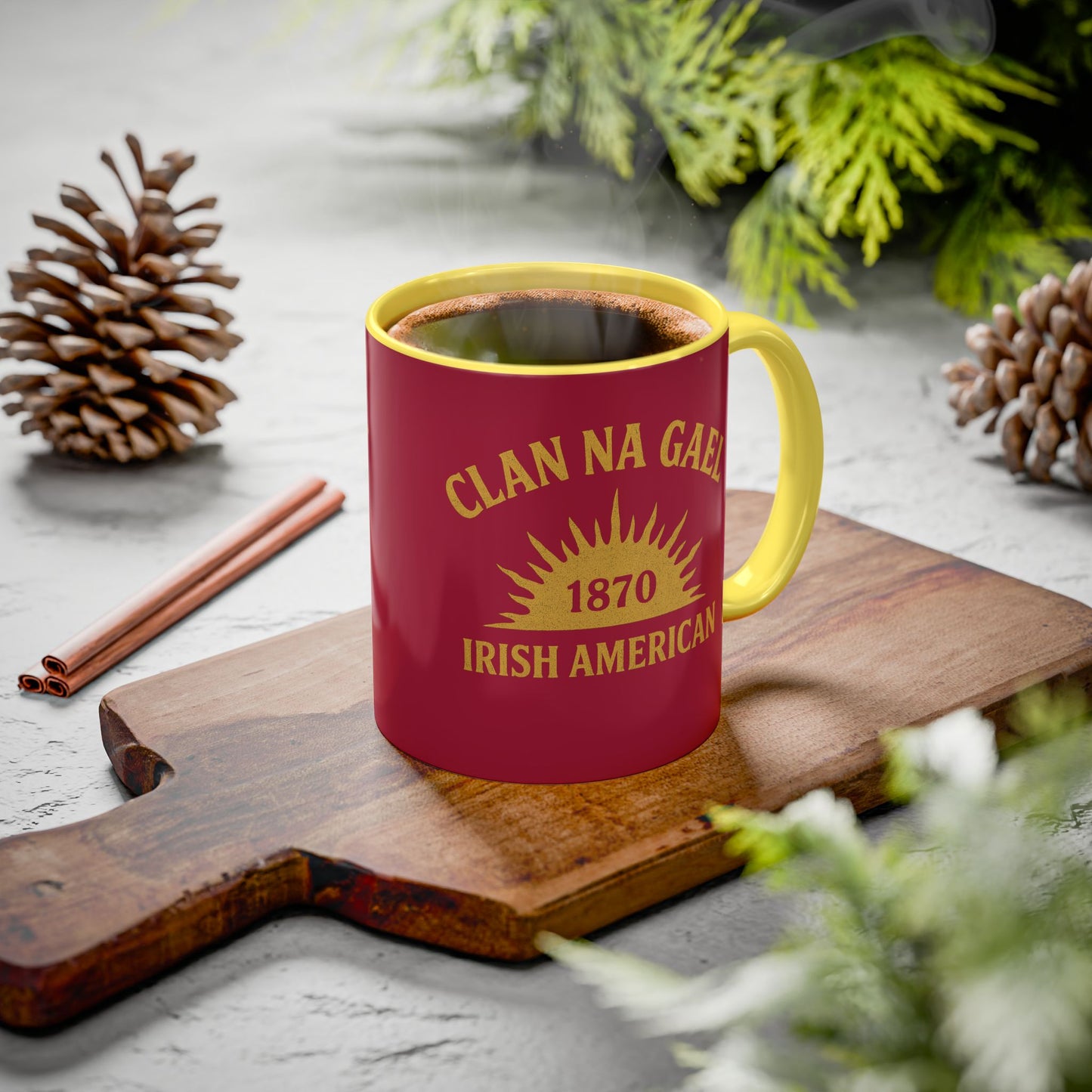 "Clan na Gael - Irish American", Colorful Mugs (11oz, 15oz) (Fénechas Red)