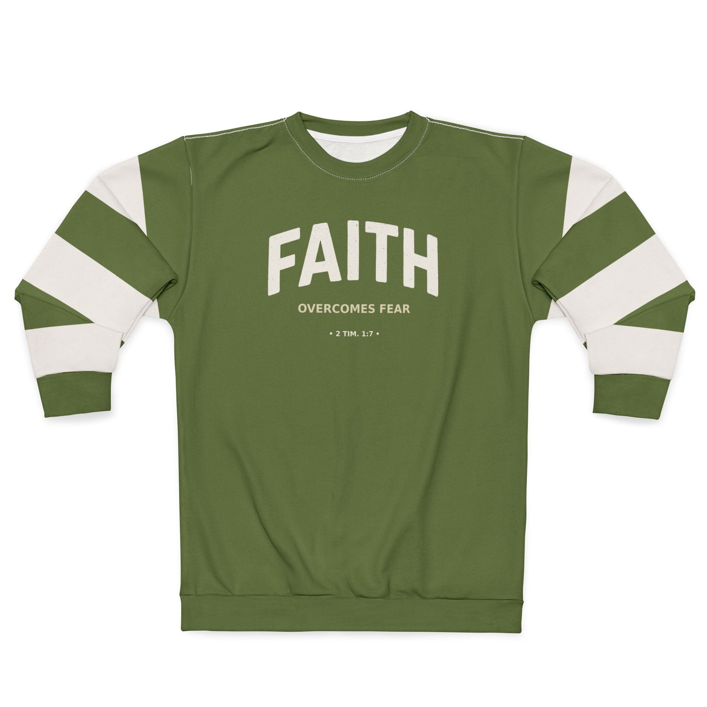 "Faith Overcomes Fear", Unisex Sweatshirt (Kangaroo-Bush Green)
