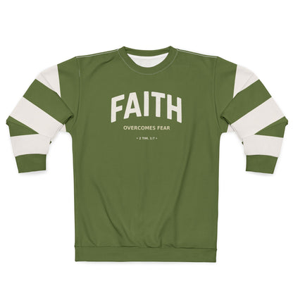 "Faith Overcomes Fear", Unisex Sweatshirt (Kangaroo-Bush Green)