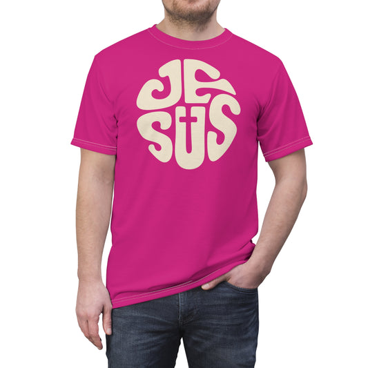 "Retro Jesus", Unisex T-shirt (Barbie Pink)