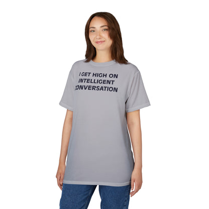 "Intelligent Conversation", Unisex T-shirt (Moonwalk Grey)
