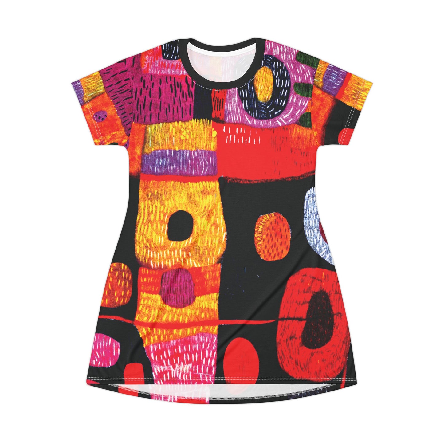 "Abstract 78", Wearable Fine Art T-Shirt Dress (Moonless Black)
