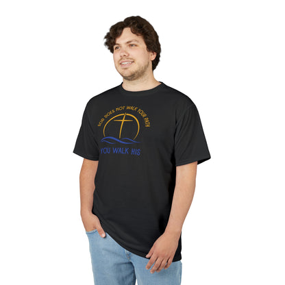 "God Does Not Walk Your Path", Unisex T-shirt (Cool Black)