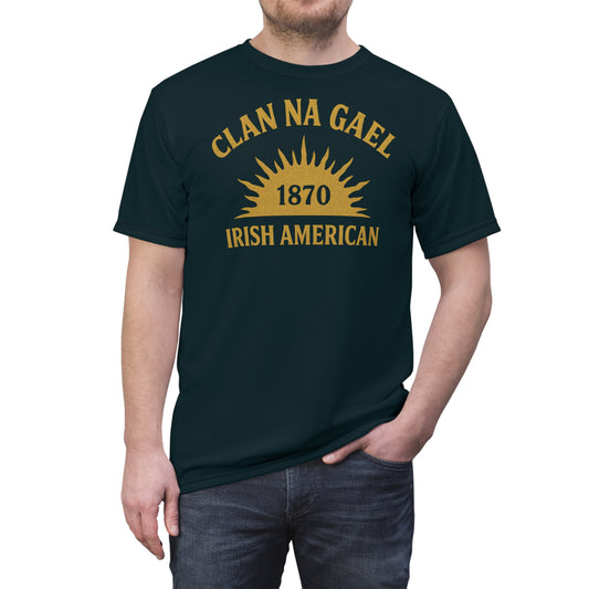"Clan na Gael - Irish American", Unisex T-shirt (Somerled Blue)