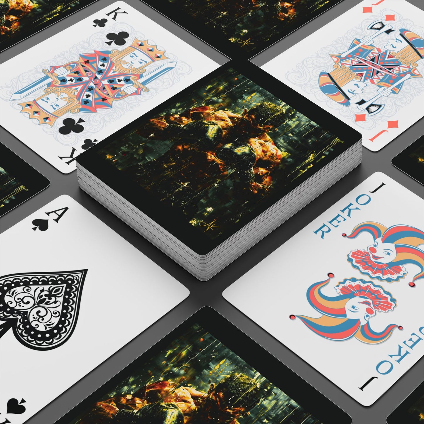 "Pre-Fight Prayer", Fine Art Playing Cards (70's Black)