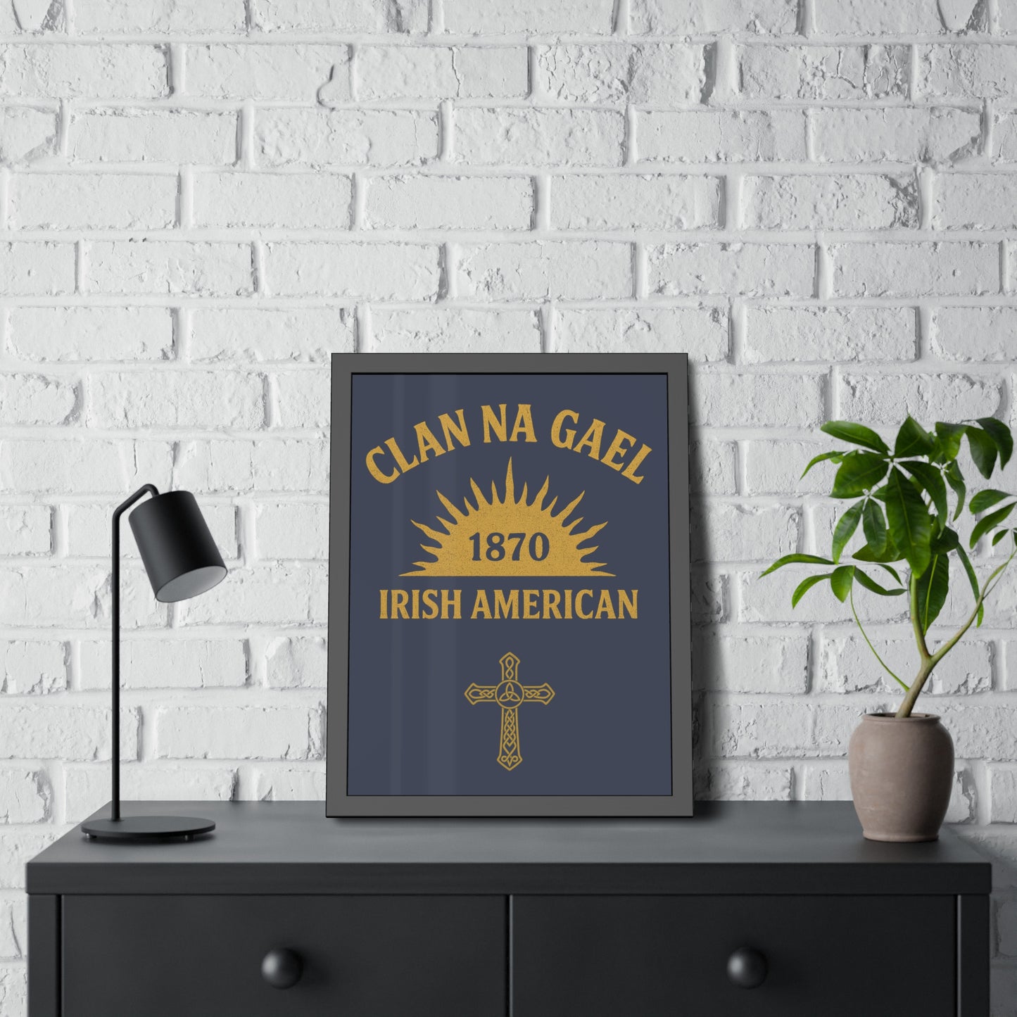 "Clan na Gael - Irish American", Framed Paper Poster (Blue Burka Grey)