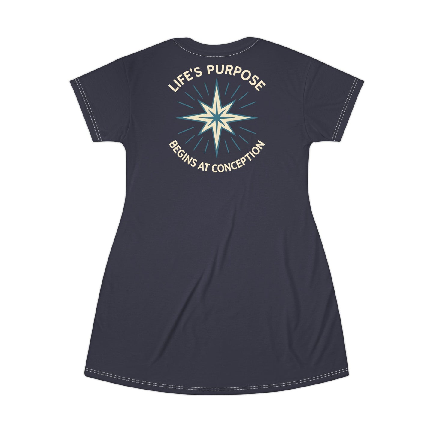 "Life's Purpose Begins at Conception #01", T-Shirt Dress (Retro Eighties Violet)