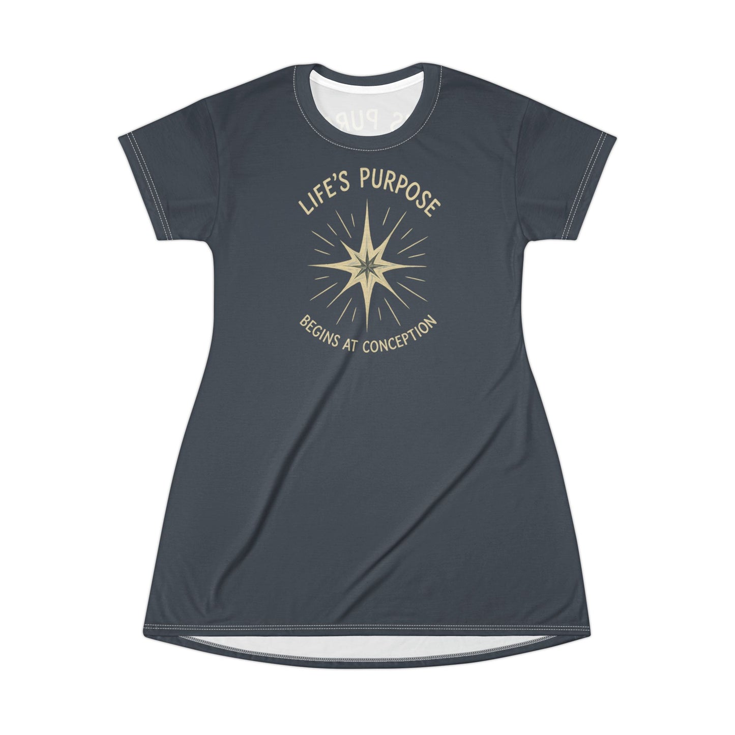 "Life's Purpose Begins at Conception #02", T-Shirt Dress (Hearthstone Grey)