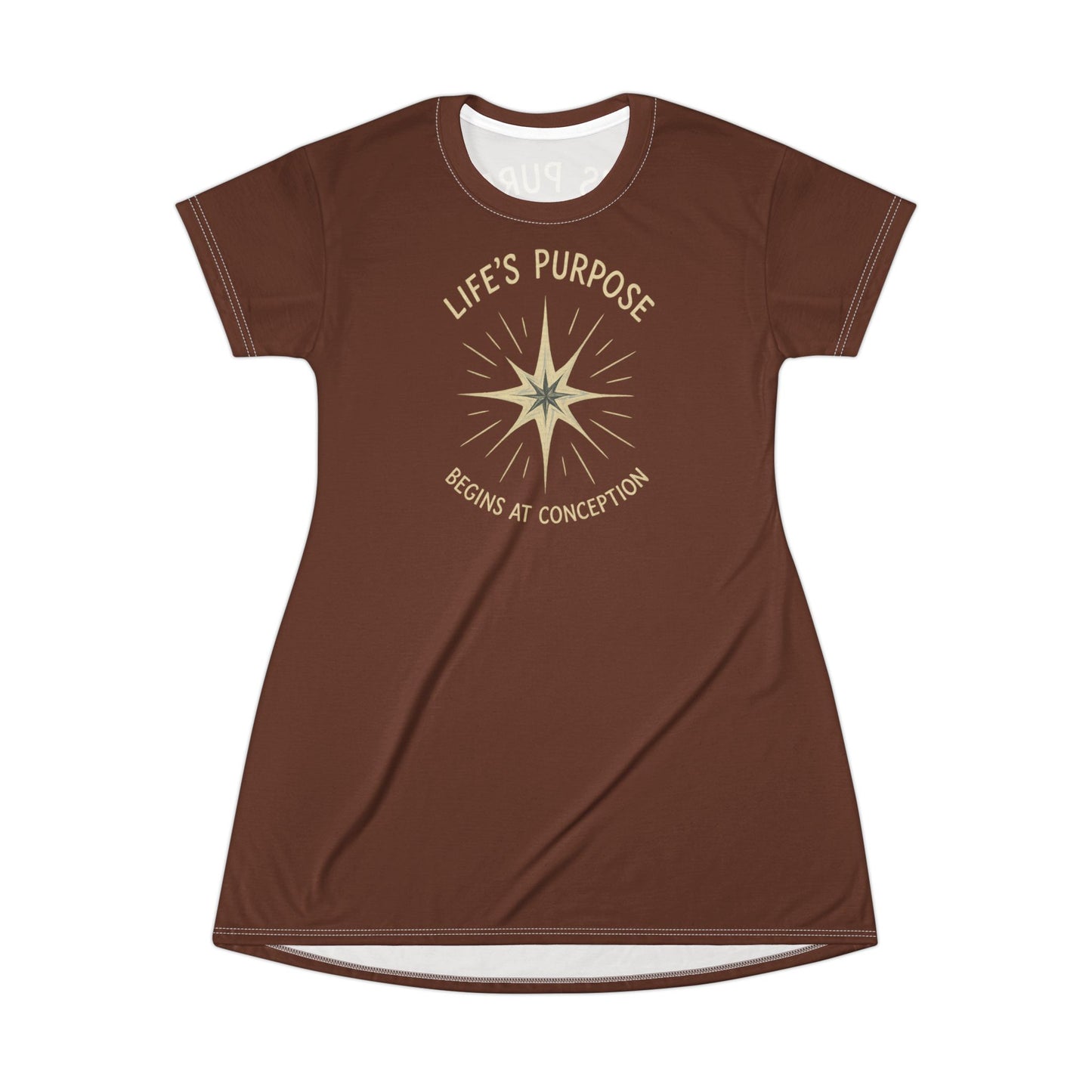 "Life's Purpose Begins at Conception #02", T-Shirt Dress (Raw Chocolate)