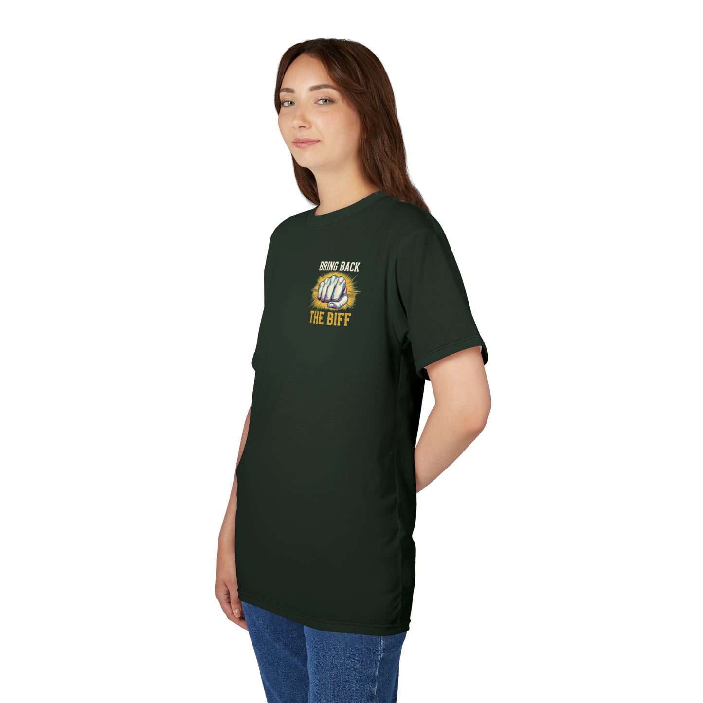 "Bring Back The Biff", Unisex T-shirt (Dark Woodland Green)