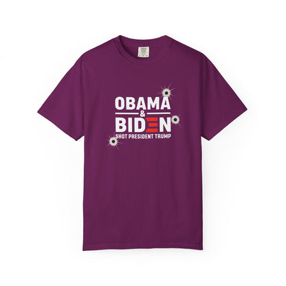 "Obama & Biden Shot President Trump", Unisex Black T-shirt