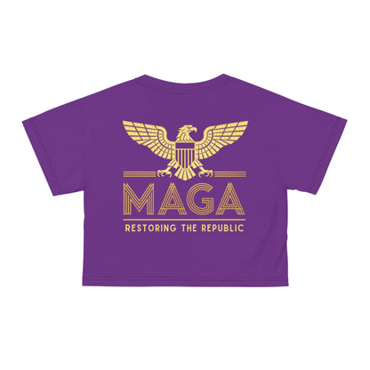 "MAGA - Restoring the Republic", Crop Tee (Vesper Violet)