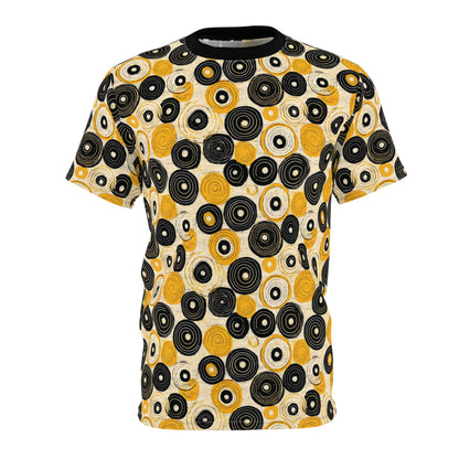 "Old 45's", Wearable Pattern Art Unisex Tee (70's Black Collar)