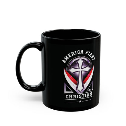 "America First Christian" #03, Black Mug (11oz & 15oz)