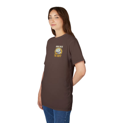 "Bring Back The Biff", Unisex T-shirt (Zanzibar Brown)
