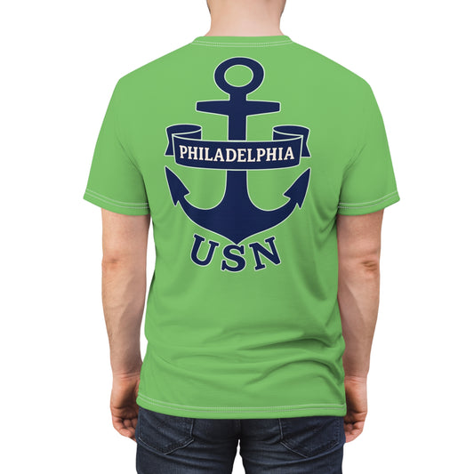 "USN Anchor", Unisex T-shirt (Bottle Glass Light)