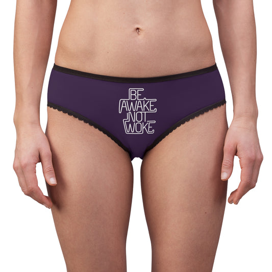 "Be Awake Not Woke" #1, Women's Briefs (Imperial Plum)