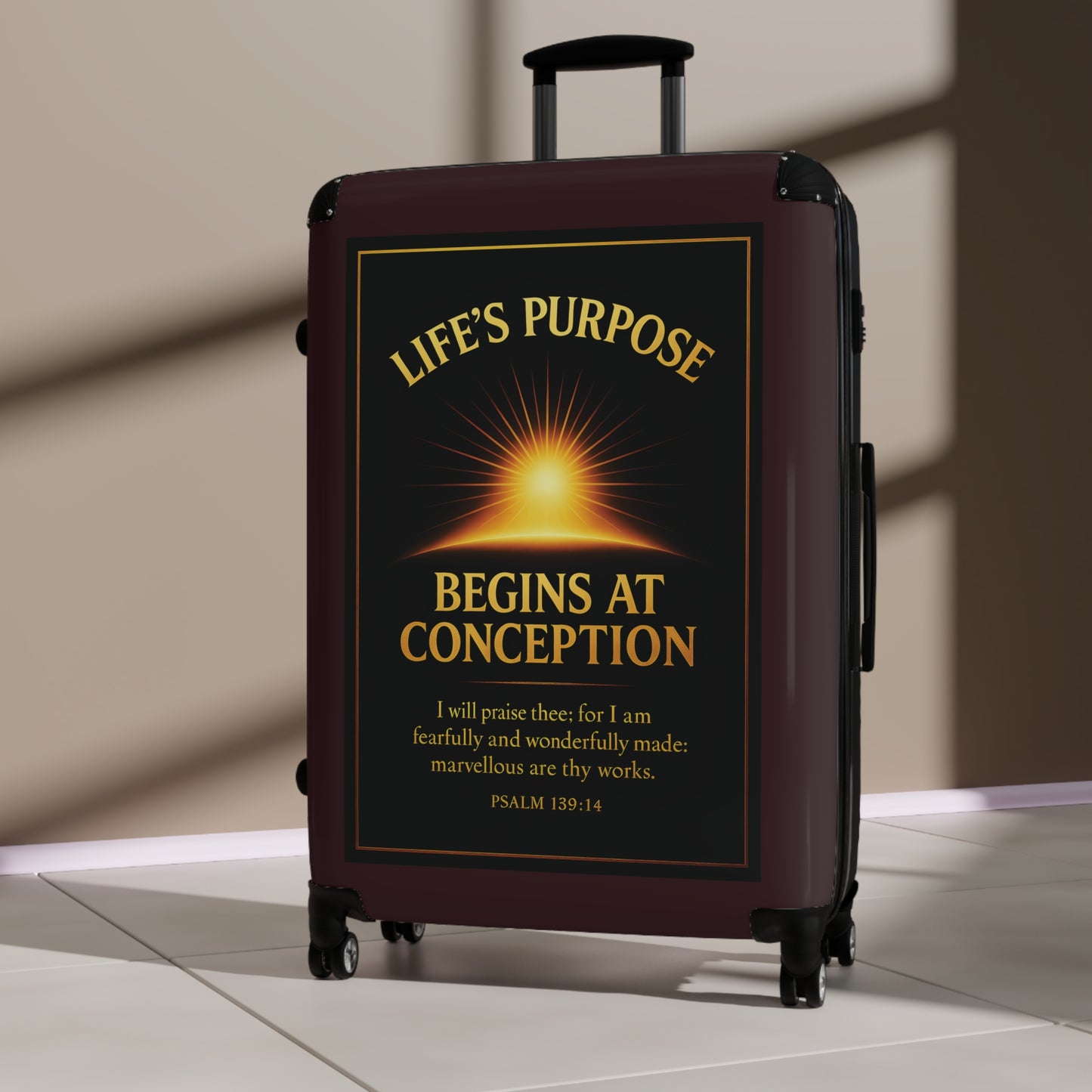 "Life's Purpose, Psalm 139:14", Suitcase (Fertile Fields Brown)