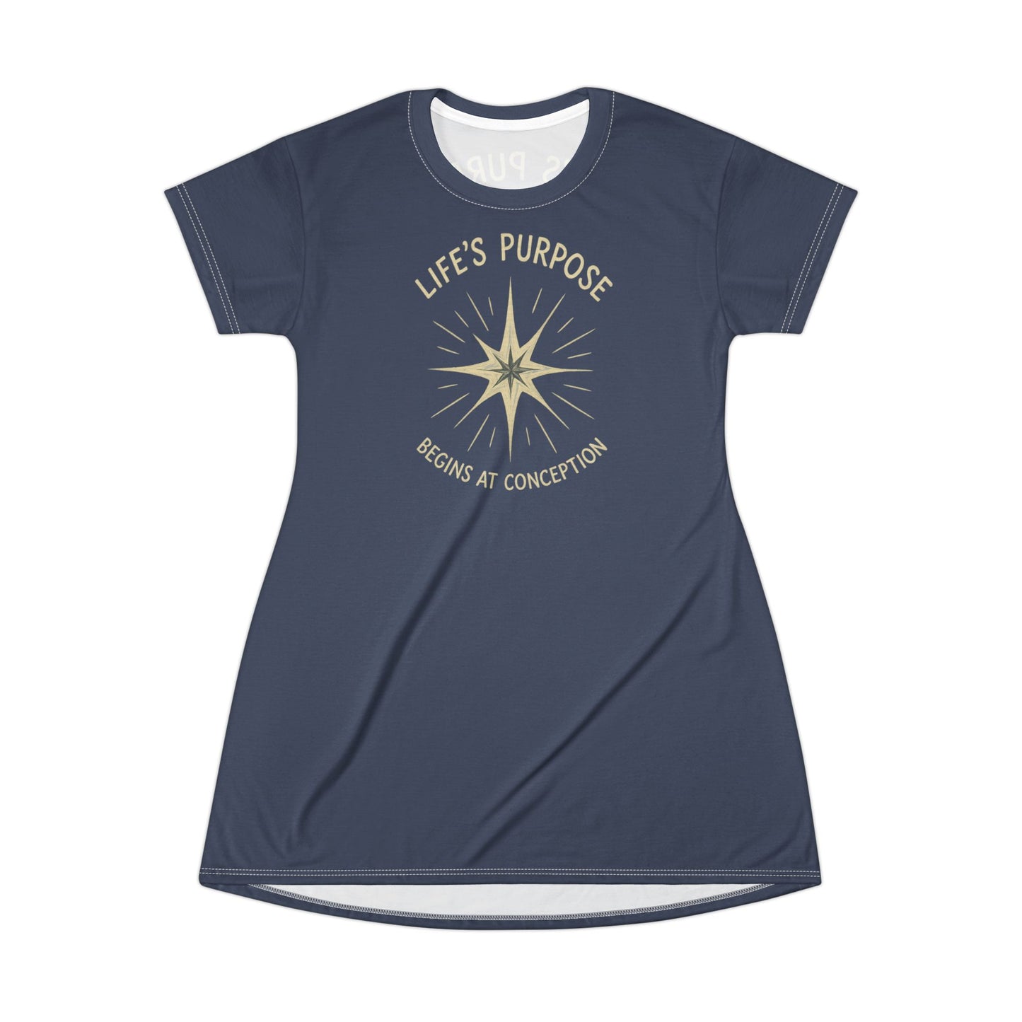 "Life's Purpose Begins at Conception #02", T-Shirt Dress (Diplomat Grey)