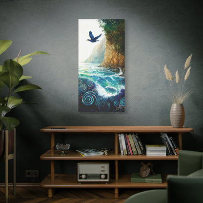 "Sky Kin VI – Gannet Over the Spiral Sea", Fine Art Matte Canvas, Stretched, 1.25"