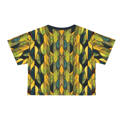 "Inner Grove", Crop Tee (Eucalyptus Green Collar)
