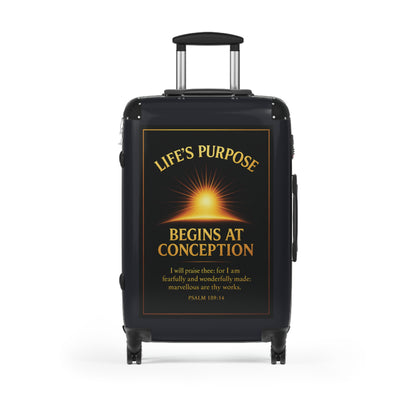 "Life's Purpose, Psalm 139:14", Suitcase (Black Denim)