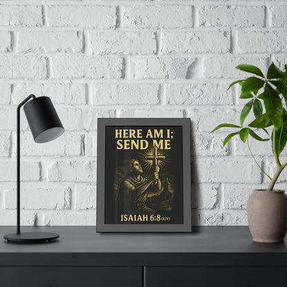"Isaiah 6:8 (KJV)", Framed Paper Poster (Shadow Black)