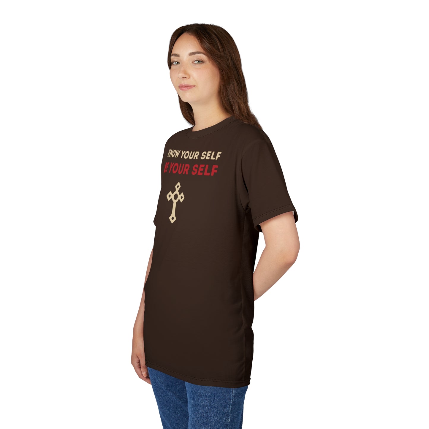 "Know Your Self", Unisex T-shirt (Zinnwaldite Brown)