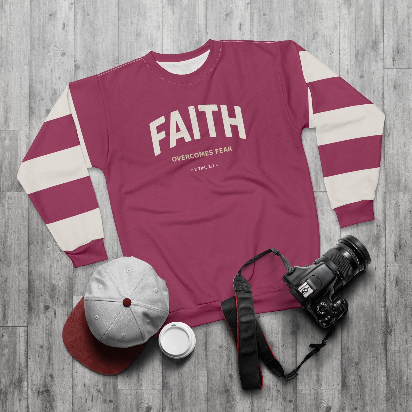 "Faith Overcomes Fear", Unisex Sweatshirt (Dark Pink)