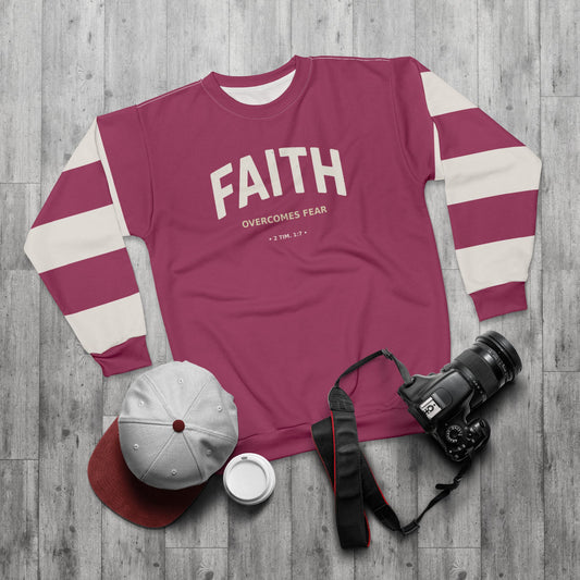 "Faith Overcomes Fear", Unisex Sweatshirt (Dark Pink)