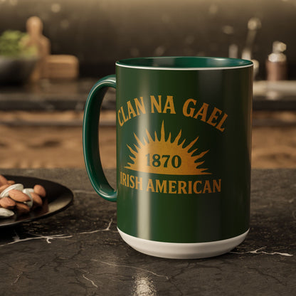 "Clan na Gael - Irish American", Colorful Mugs (11oz, 15oz) (Brithemain Green)