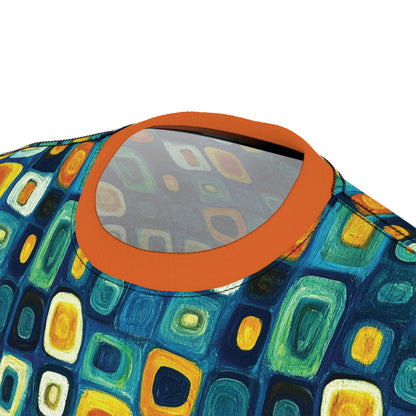 "Soul Mosaic", Unisex Tee (Metallic Orange Collar)
