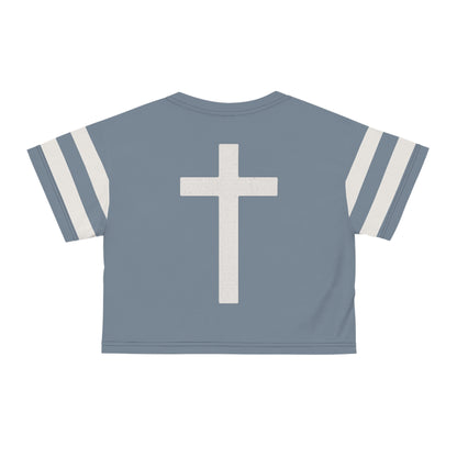 "Faith Overcomes Fear", Crop Tee (Atlantic Grey)