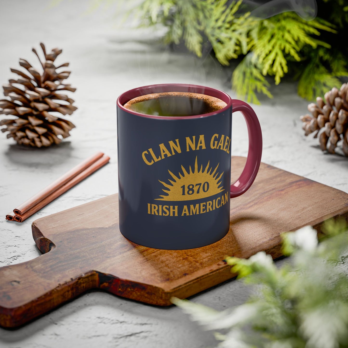 "Clan na Gael - Irish American", Colorful Mugs (11oz, 15oz) (Blue Burka Grey)