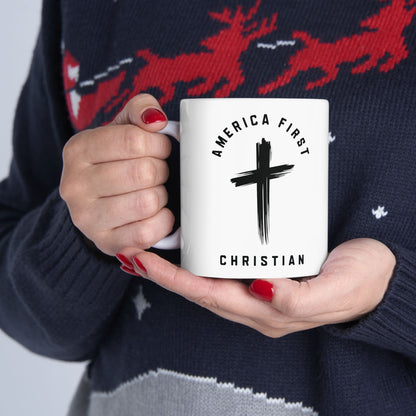 "America First Christian" #05, White Mug (11oz & 15oz)