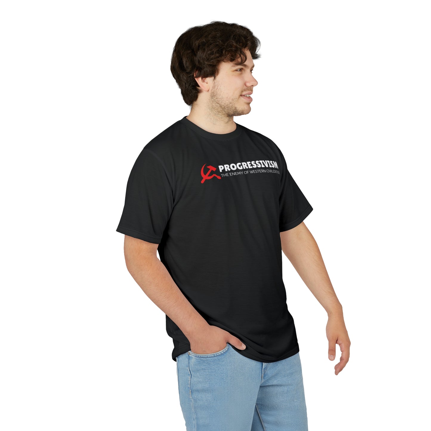 "Progressivism - Enemy of Western Civilization", Unisex Tee (Void Black)